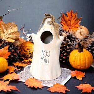 Rae Dunn Halloween Luster Ghost Bird House Decor
